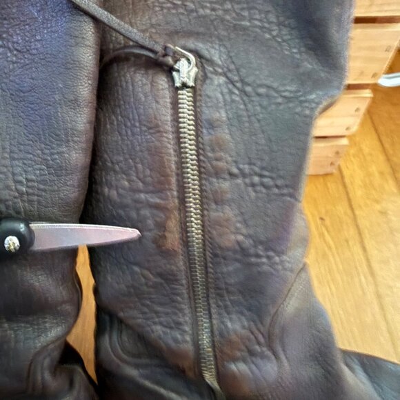 Miu Miu IT 38 US 9 Brown Leather Floral Embroidered Riding Boots - with flaws - Picture 11 of 16